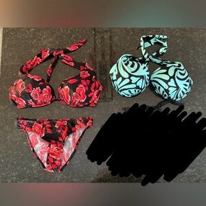 VENUS Floral Bikini Set and Turquoise Patterned Top